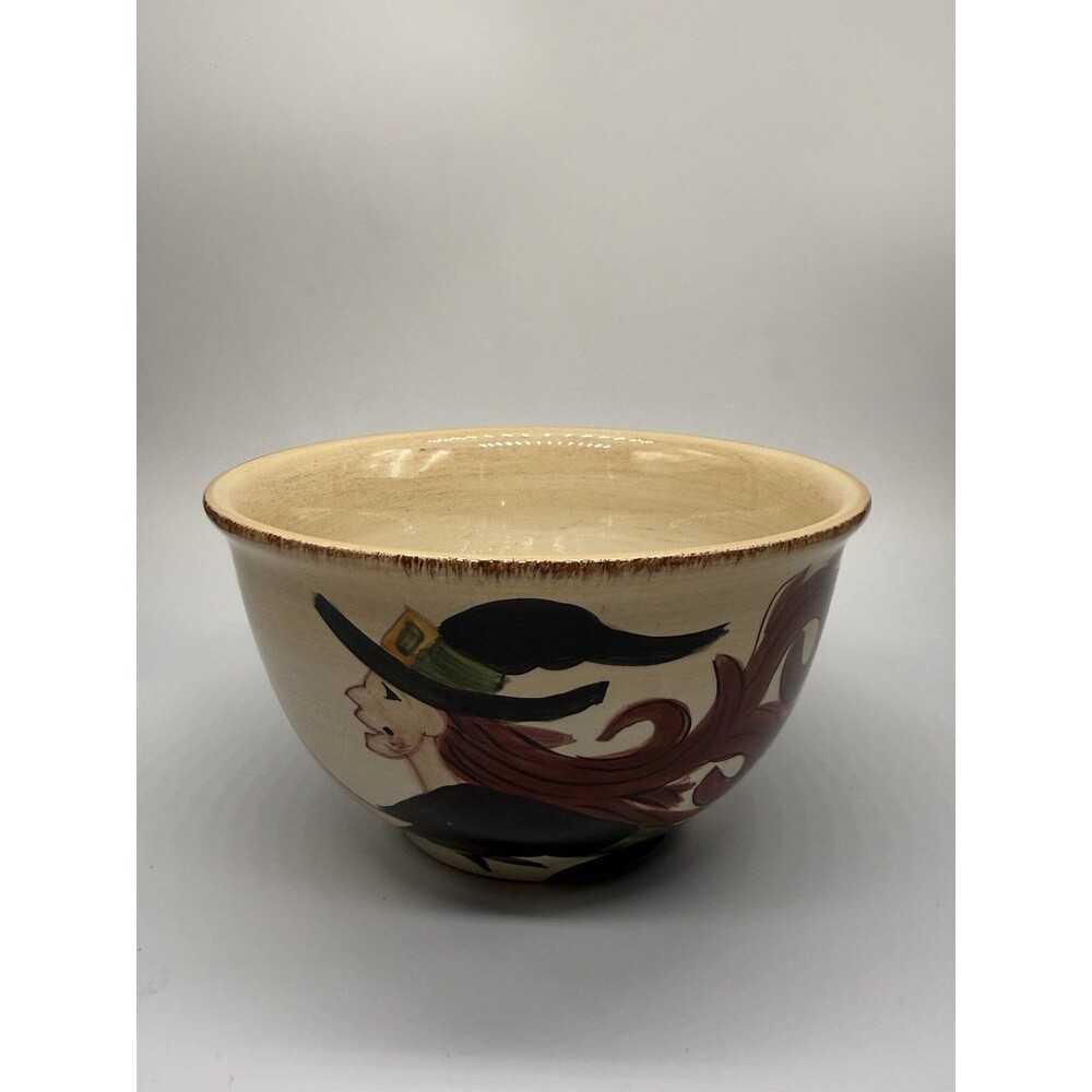 Vintage Dario Fanucci Designs Halloween Witch Ceramic Bowl Hand Painted 7” Stars